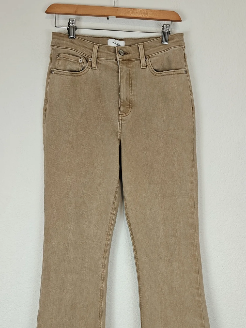 Pistola “Lennon” Mink Snow Cropped Jeans – Neutral Chic High Rise Denim Size 28 - Picture 8 of 16